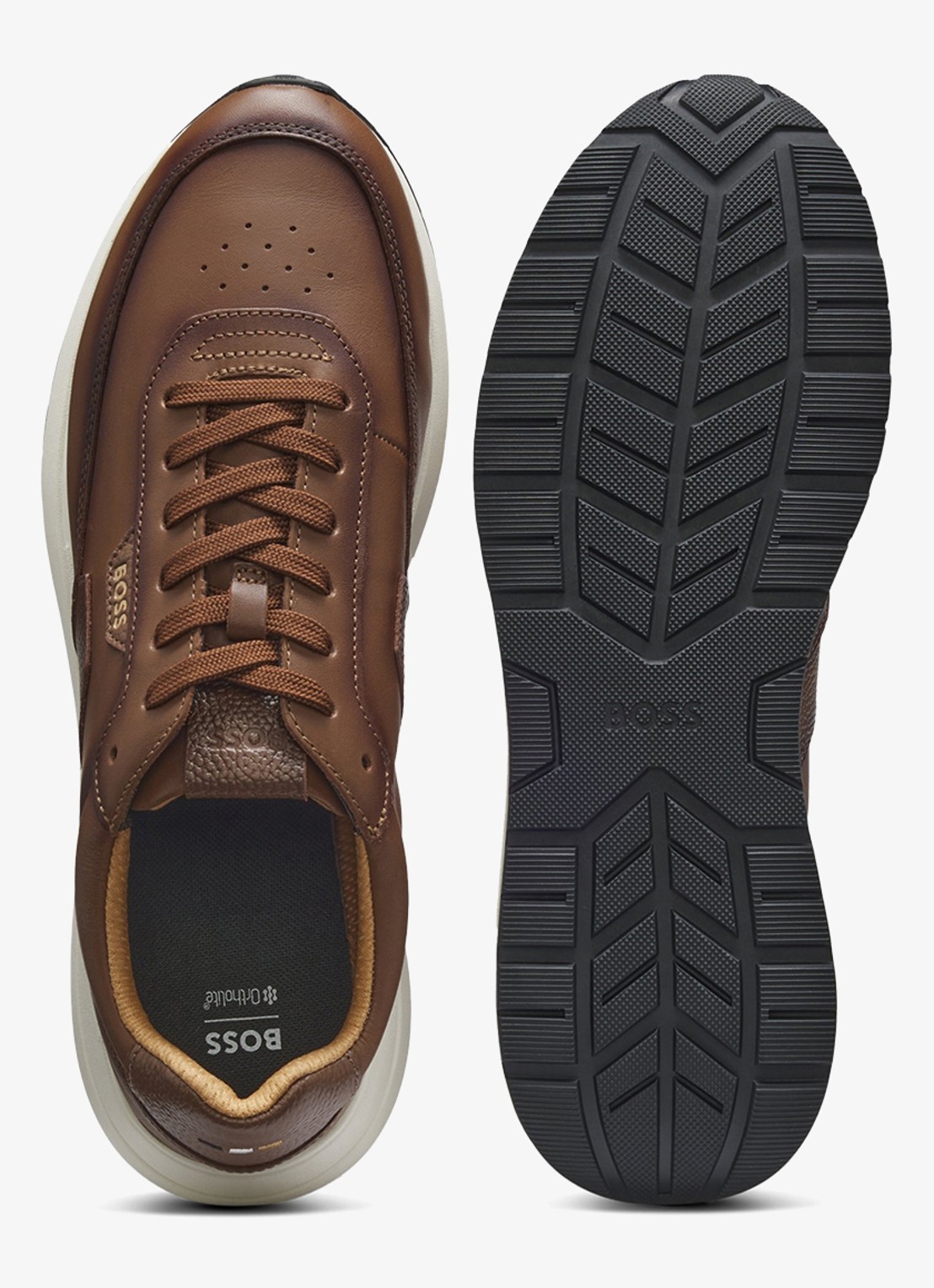 BOSS Sneaker van leer - detail 2 naturel