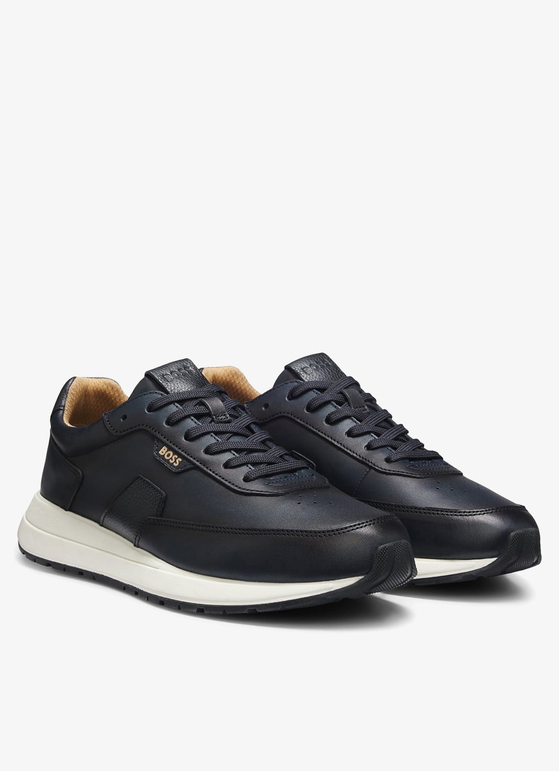 BOSS Sneaker van leer - detail donkerblauw