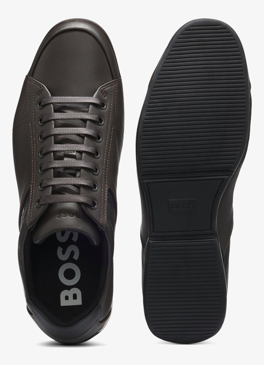 BOSS Sneaker van leer - detail 2 donkerbruin
