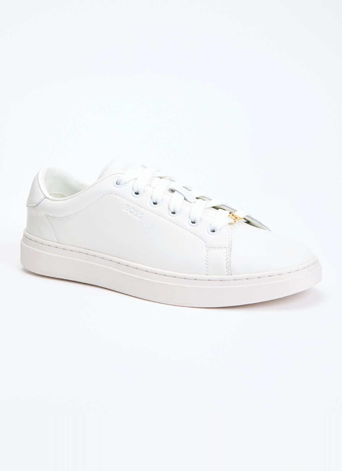 BOSS Sneaker van leer - voorkant 5 wit