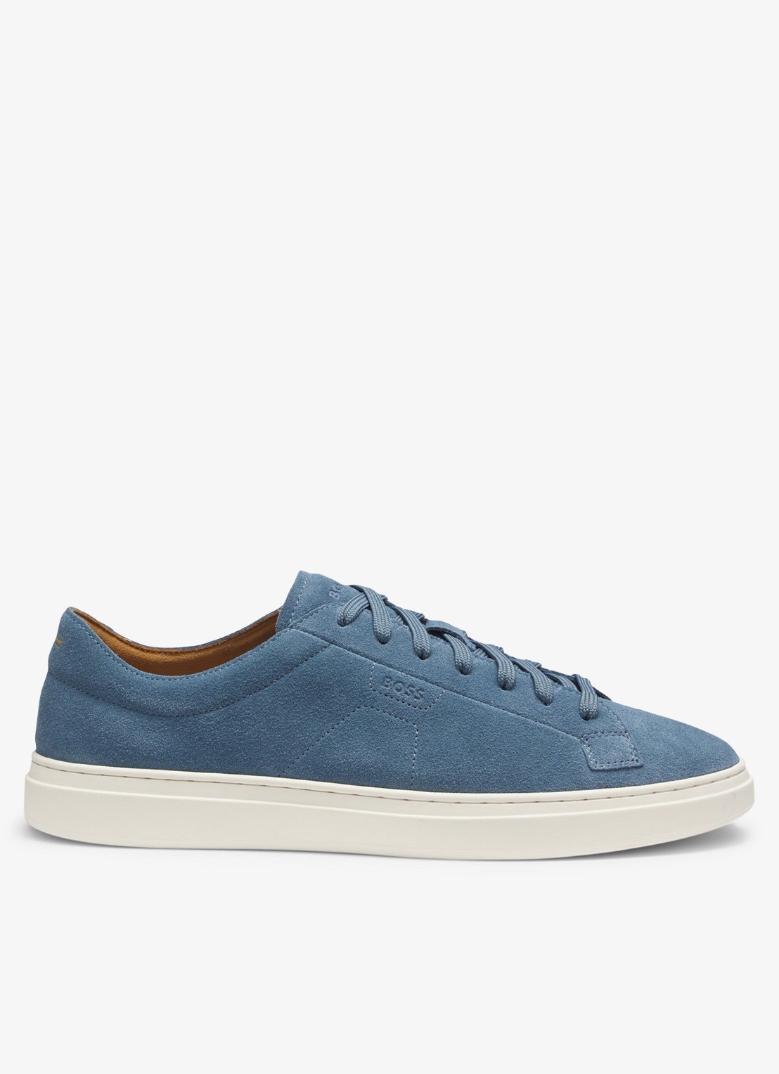 BOSS Sneaker van suède met logo  - voorkant donkerblauw
