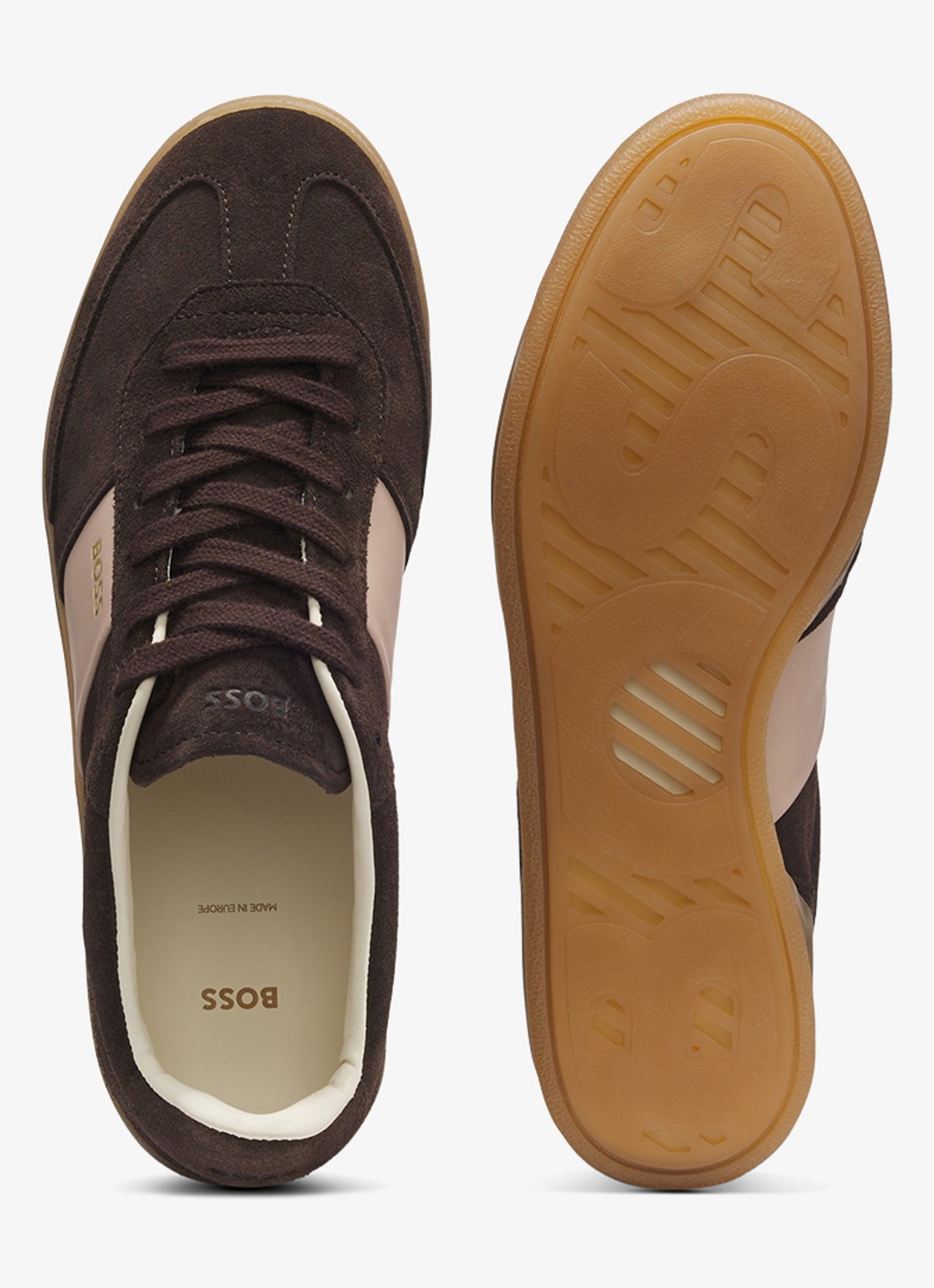BOSS Sneaker van suède - achterkant 3 donkerbruin