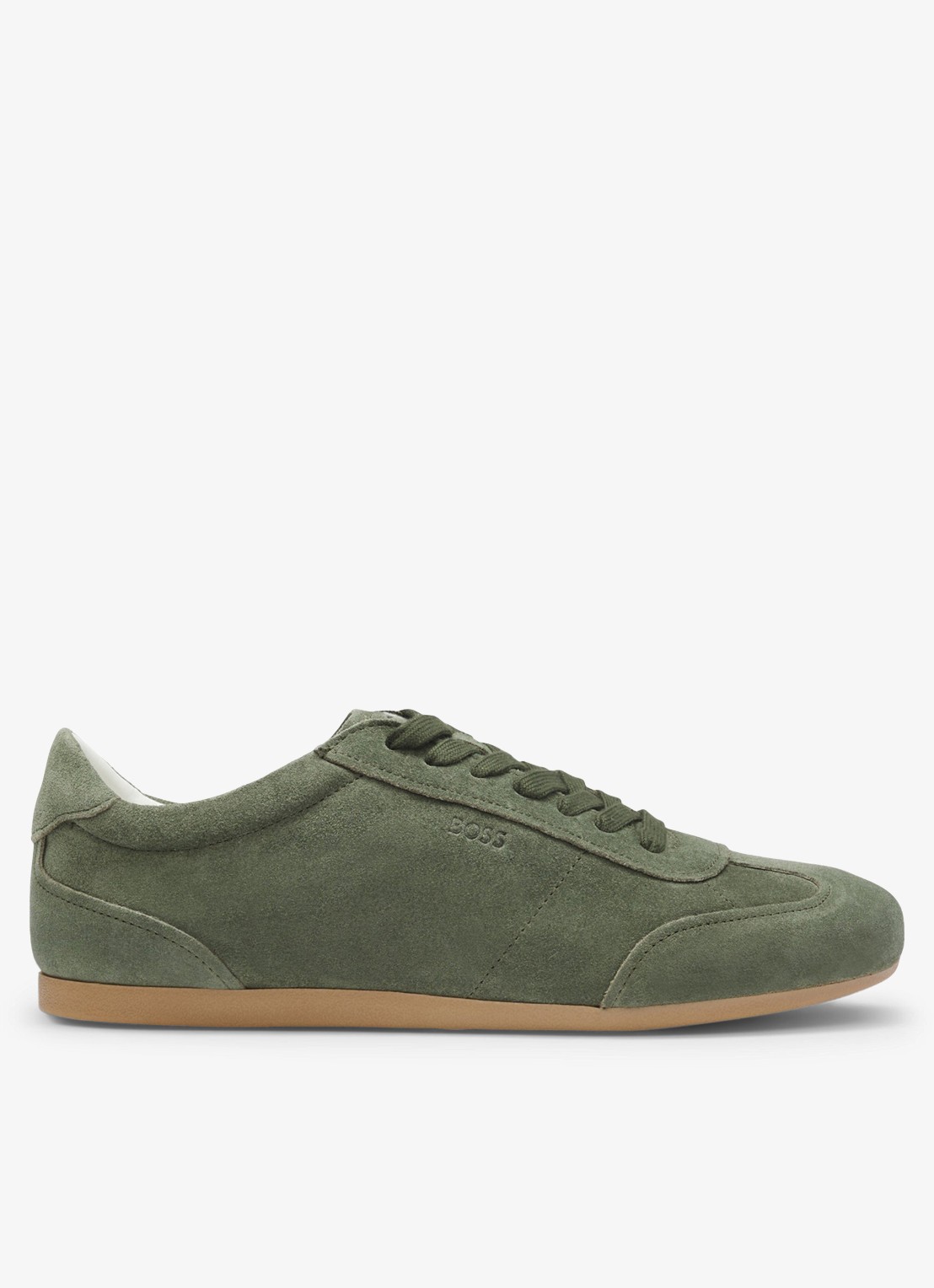 BOSS Sneaker van suède - voorkant donkergroen