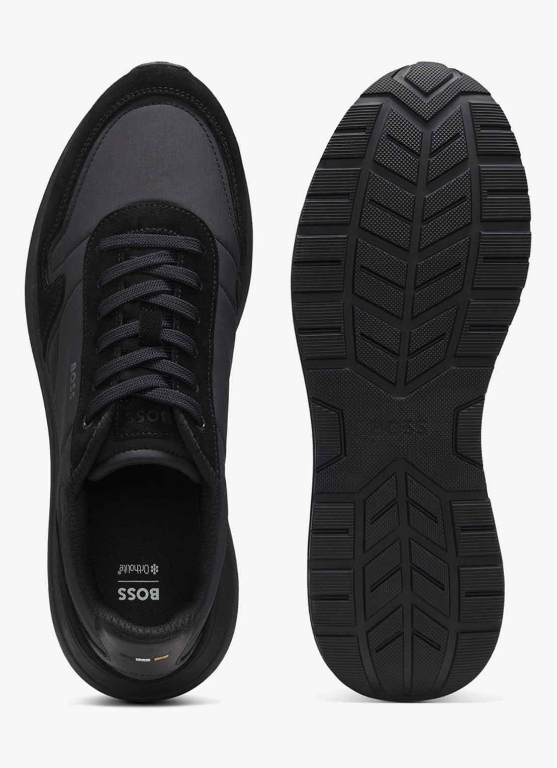 BOSS Sneakers met details van suède - achterkant 3 zwart