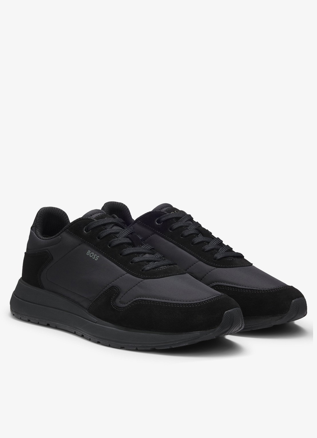 BOSS Sneakers met details van suède - voorkant 5 zwart