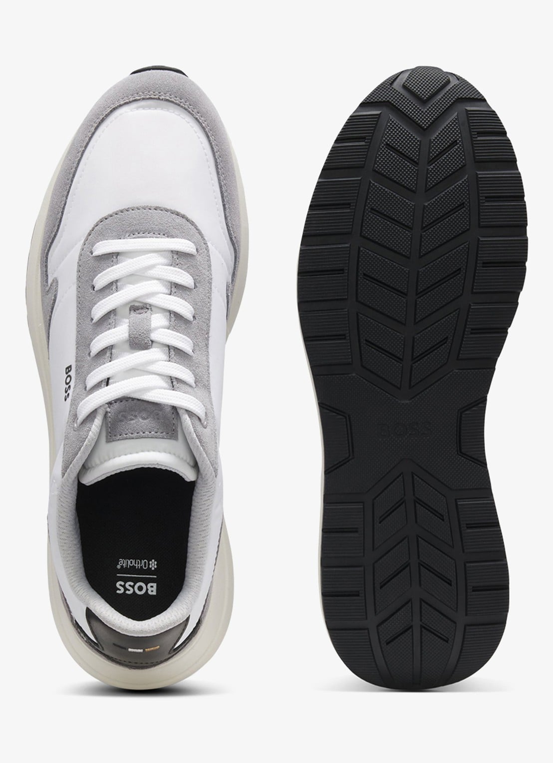 BOSS Sneakers met details van suède - achterkant 2 wit
