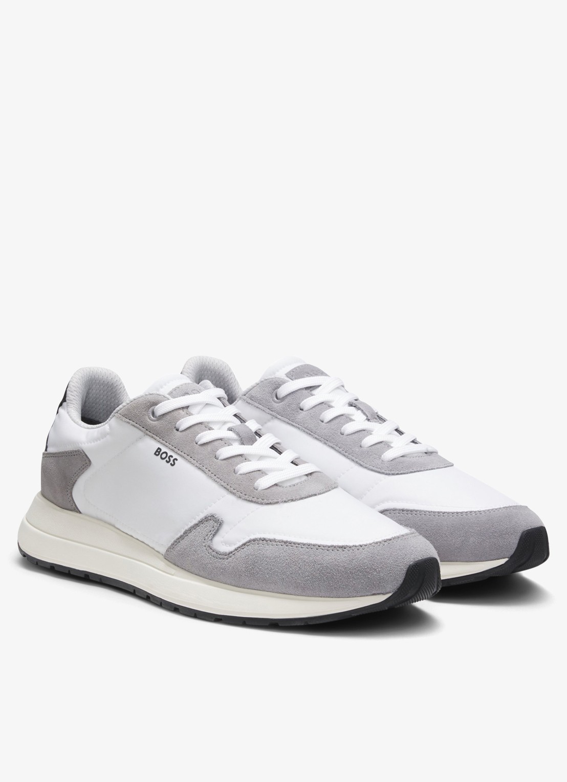 BOSS Sneakers met details van suède - detail 2 wit