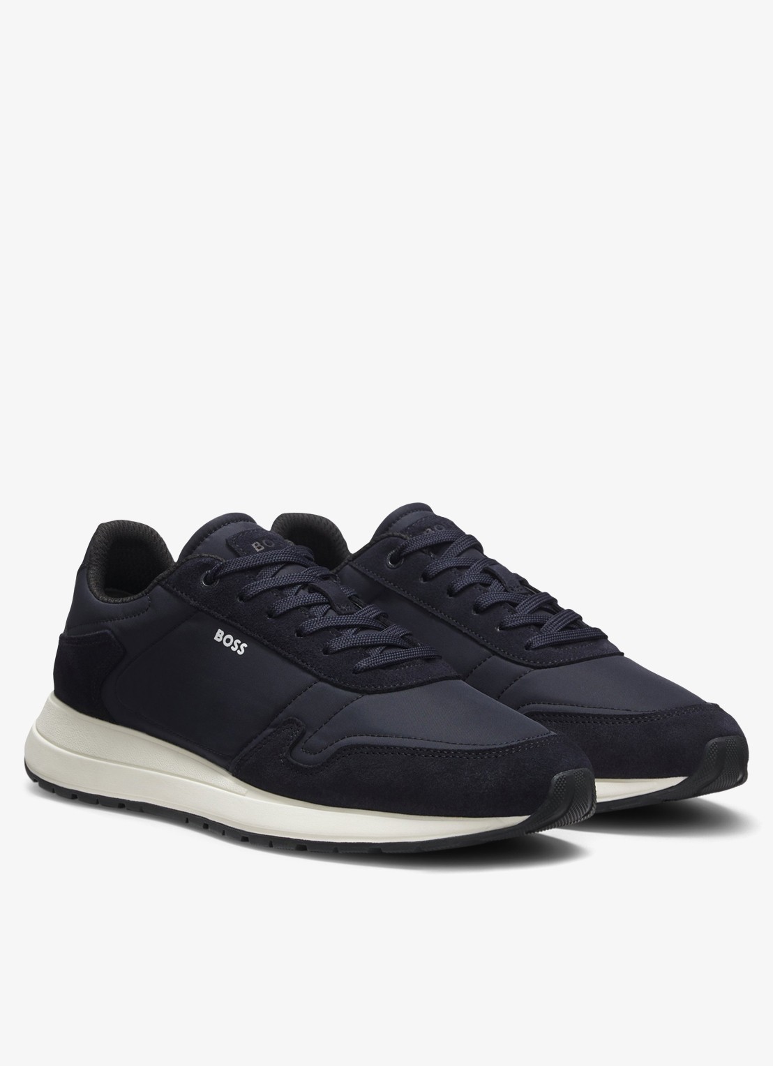 BOSS Sneakers met details van suède - detail 4 donkerblauw