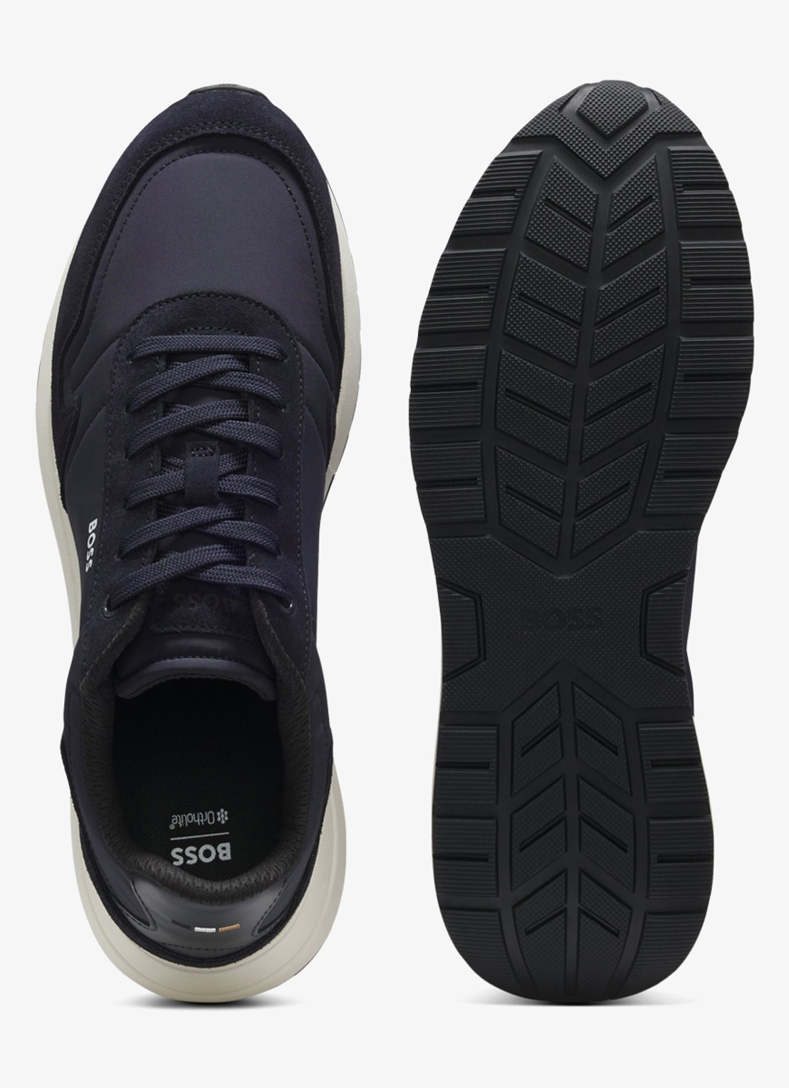 BOSS Sneakers met details van suède - detail 5 donkerblauw