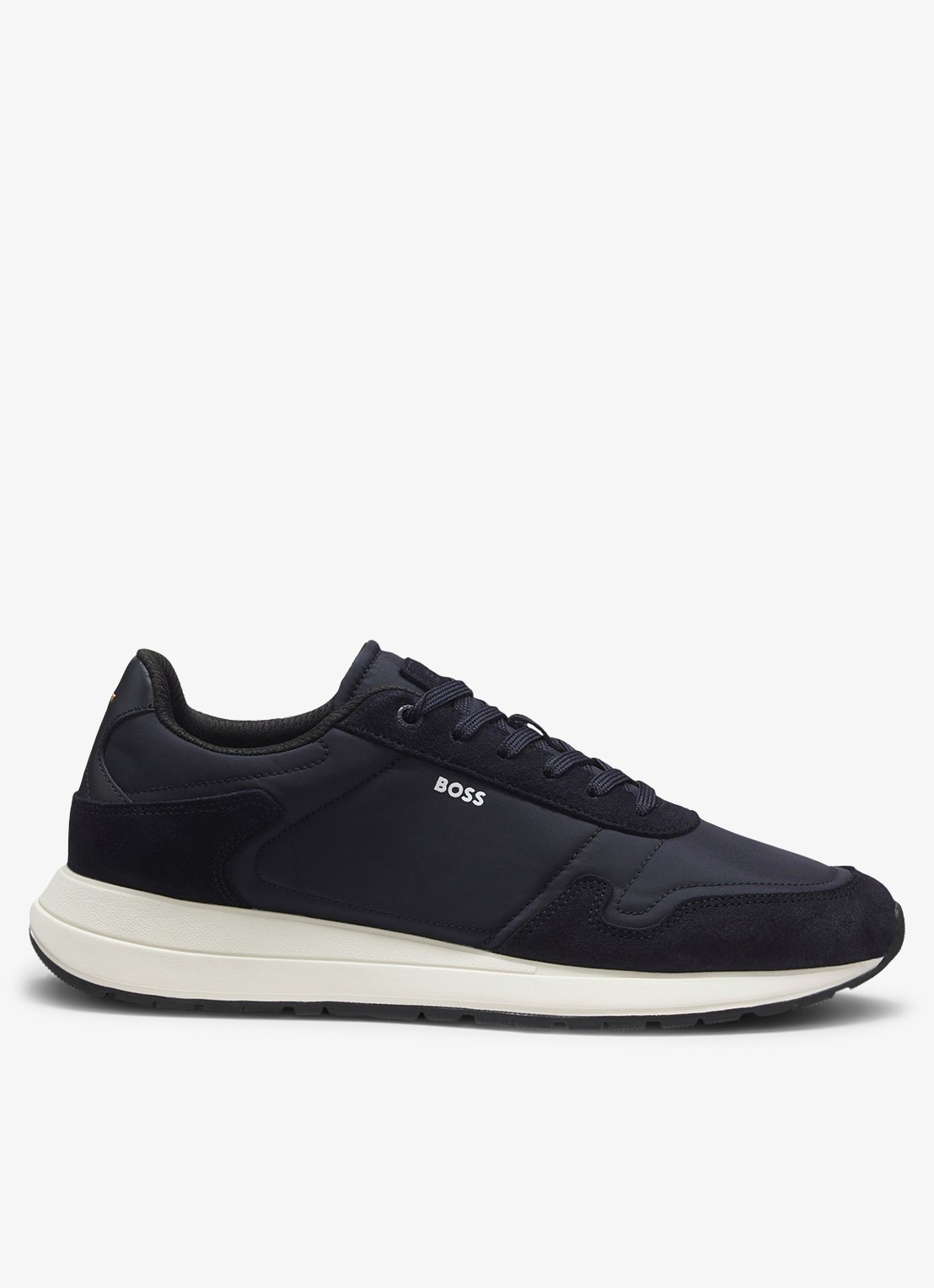BOSS Sneakers met details van suède - voorkant 3 donkerblauw