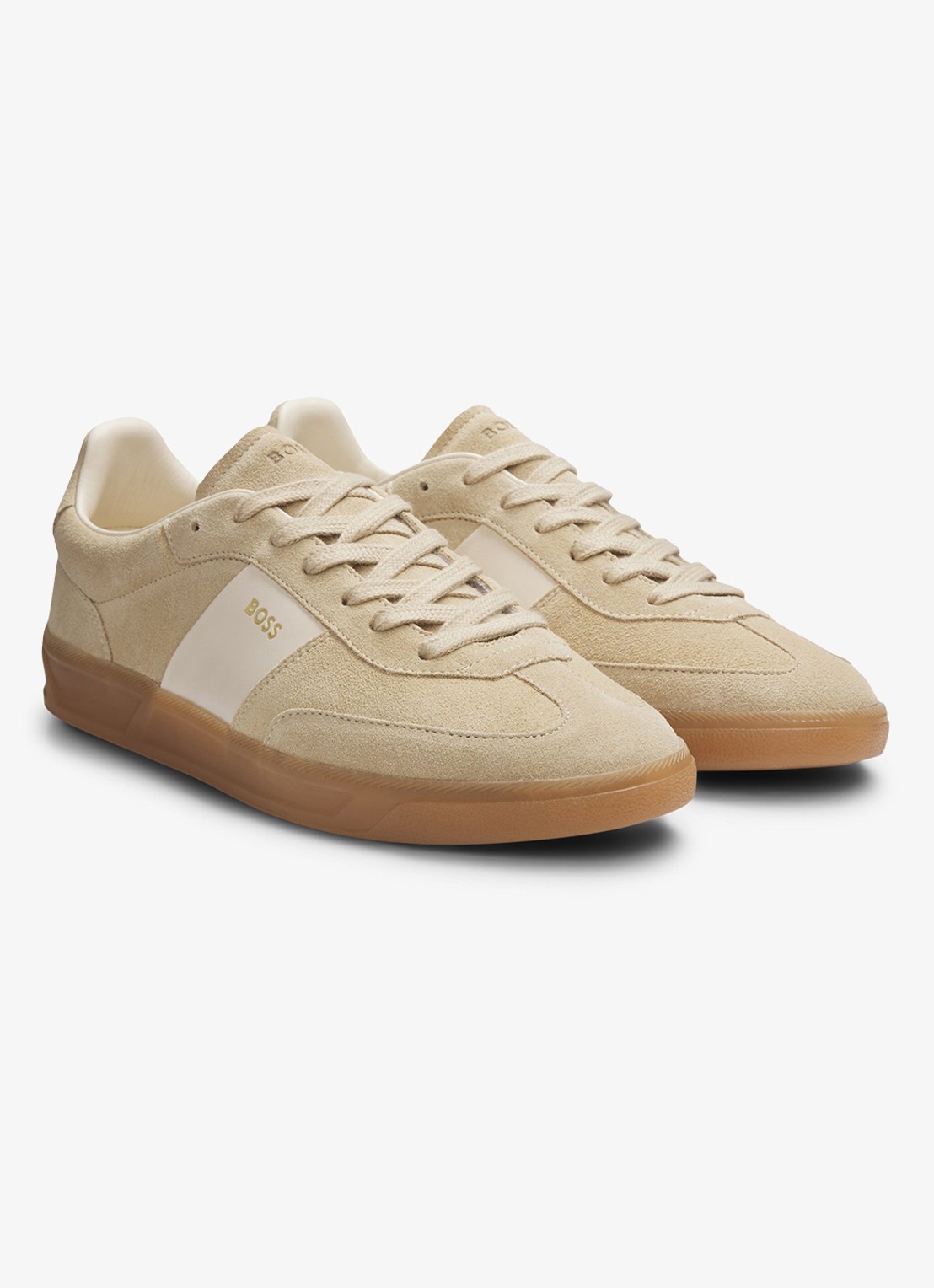 BOSS Sneakers van suède - voorkant 3 beige