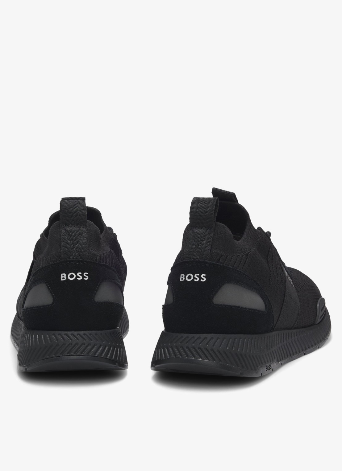 BOSS Sneakers van verschillende materialen met gebreide bovenzijde en suède details - achterkant black-001 / zwart