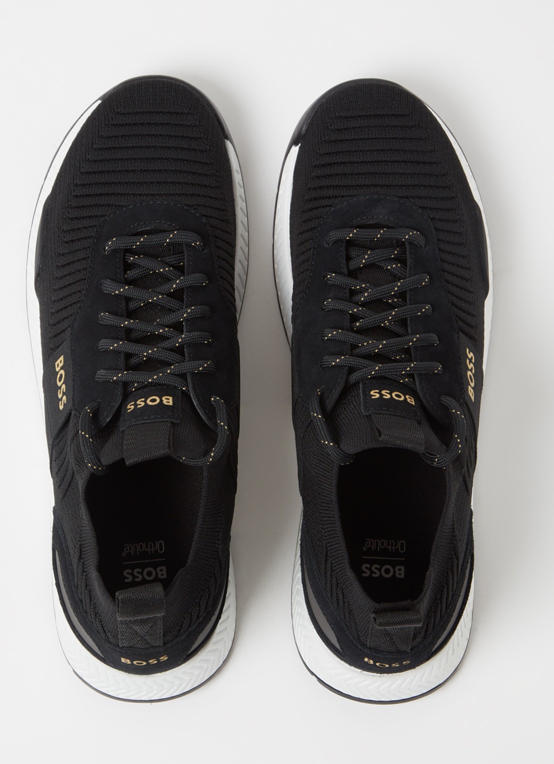 BOSS Sneakers van verschillende materialen met gebreide bovenzijde en suède details - detail 3 black-007 / zwart