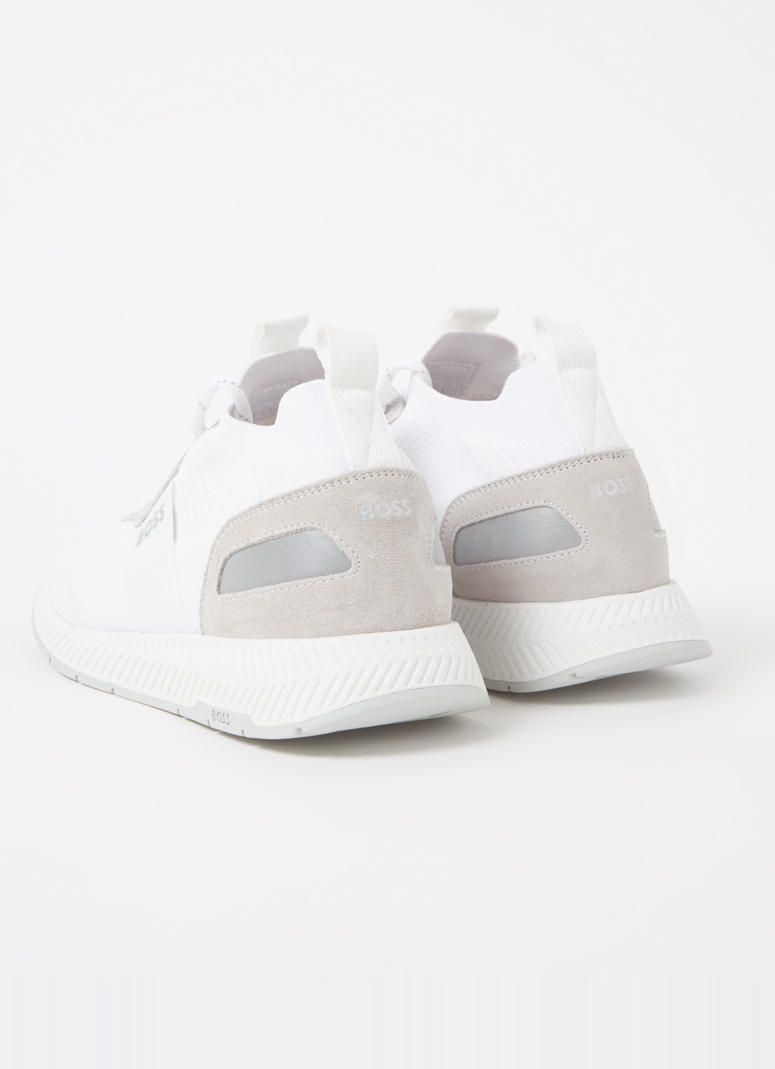 BOSS Sneakers van verschillende materialen met gebreide bovenzijde en suède details - detail 3 white-100 / wit