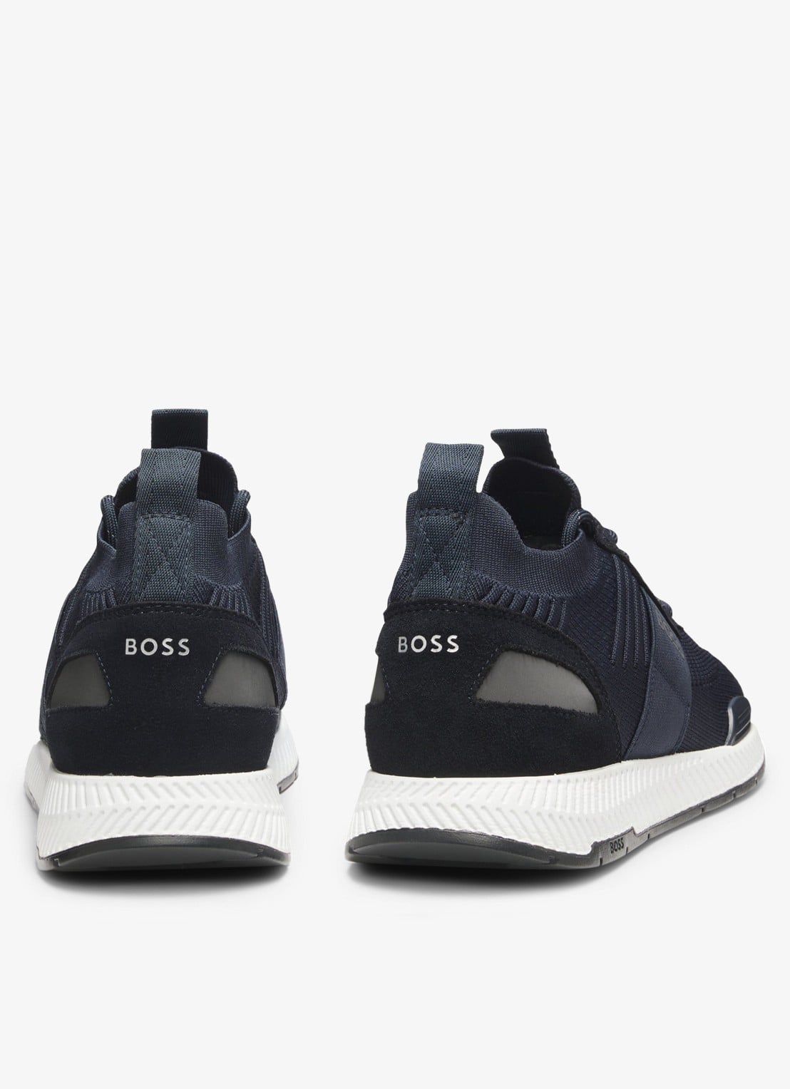 BOSS Sneakers van verschillende materialen met gebreide bovenzijde en suède details - achterkant dark blue-401 / blauw