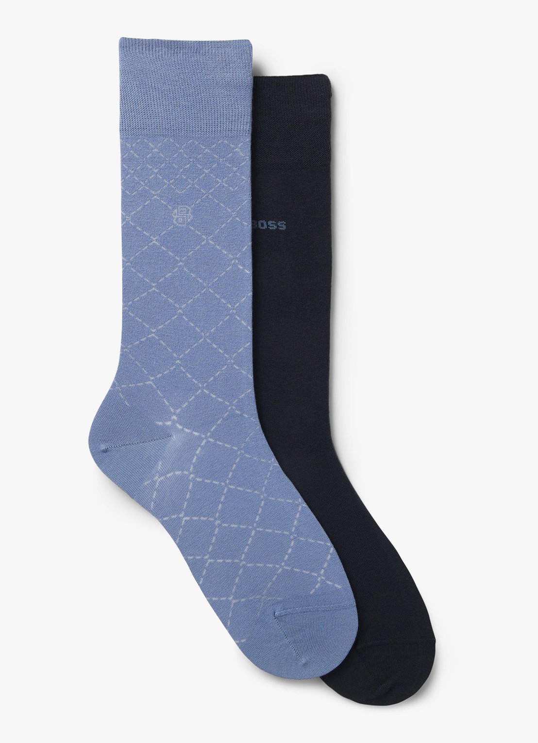 BOSS Sokken in katoenblend in 2-pack - voorkant blauw