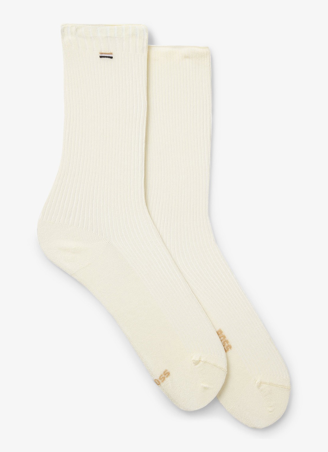 BOSS Sokken met logo in 2-pack - voorkant creme