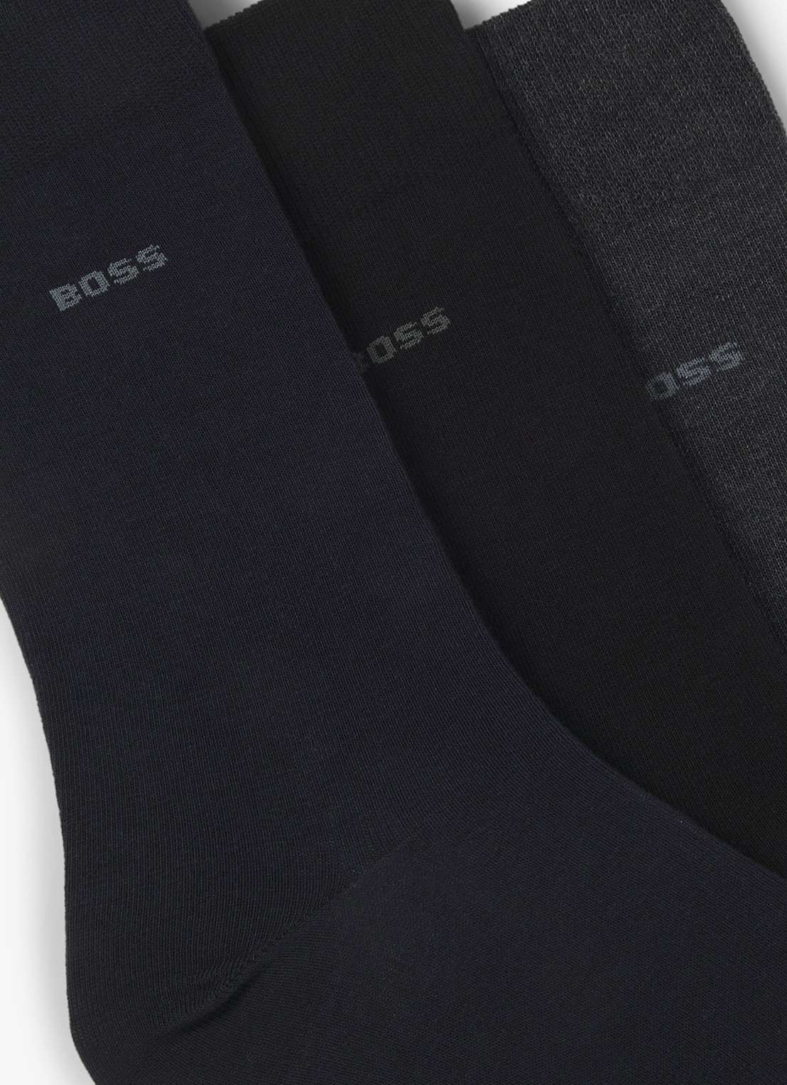 BOSS Sokken met logo in 3-pack - voorkant diepzwart