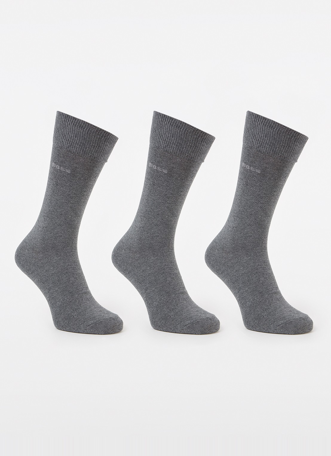 BOSS Sokken met logo in 3-pack - voorkant grijs