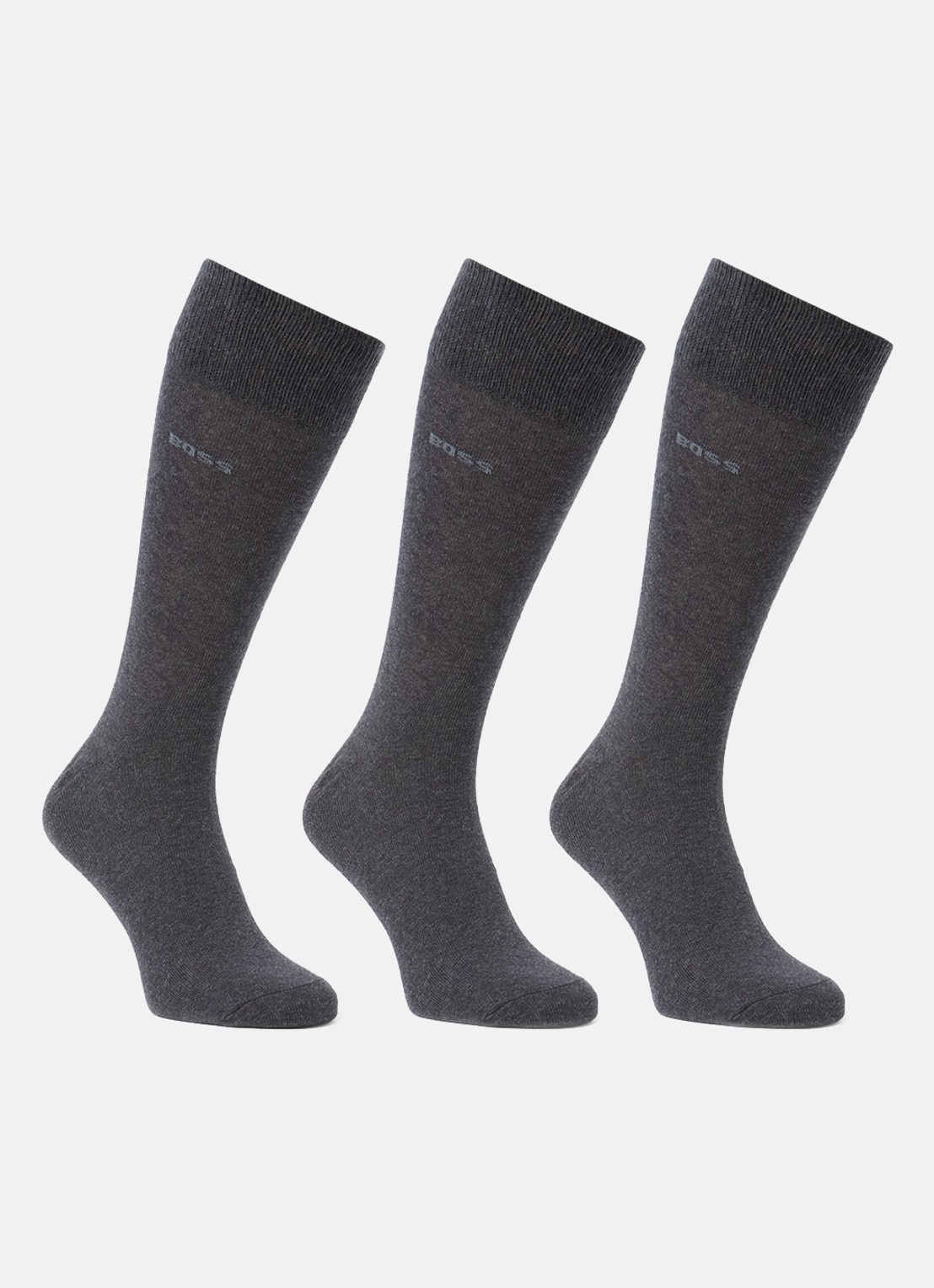 BOSS Sokken met logo in 3-pack - voorkant antraciet