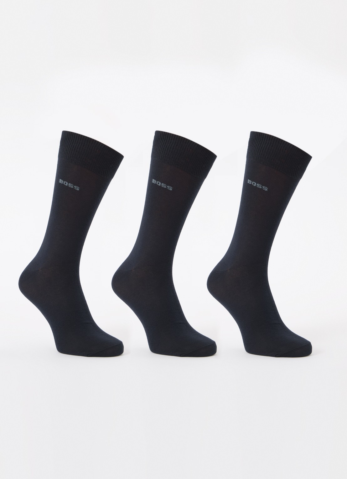 BOSS Sokken met logo in 3-pack - voorkant donkerblauw