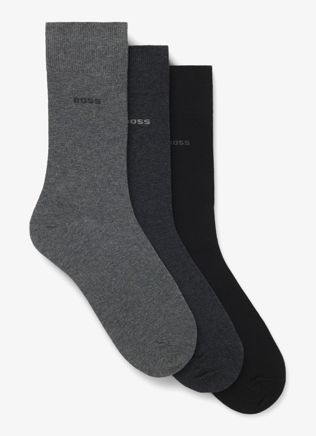 BOSS Sokken met logo in 3-pack - voorkant donkergrijs