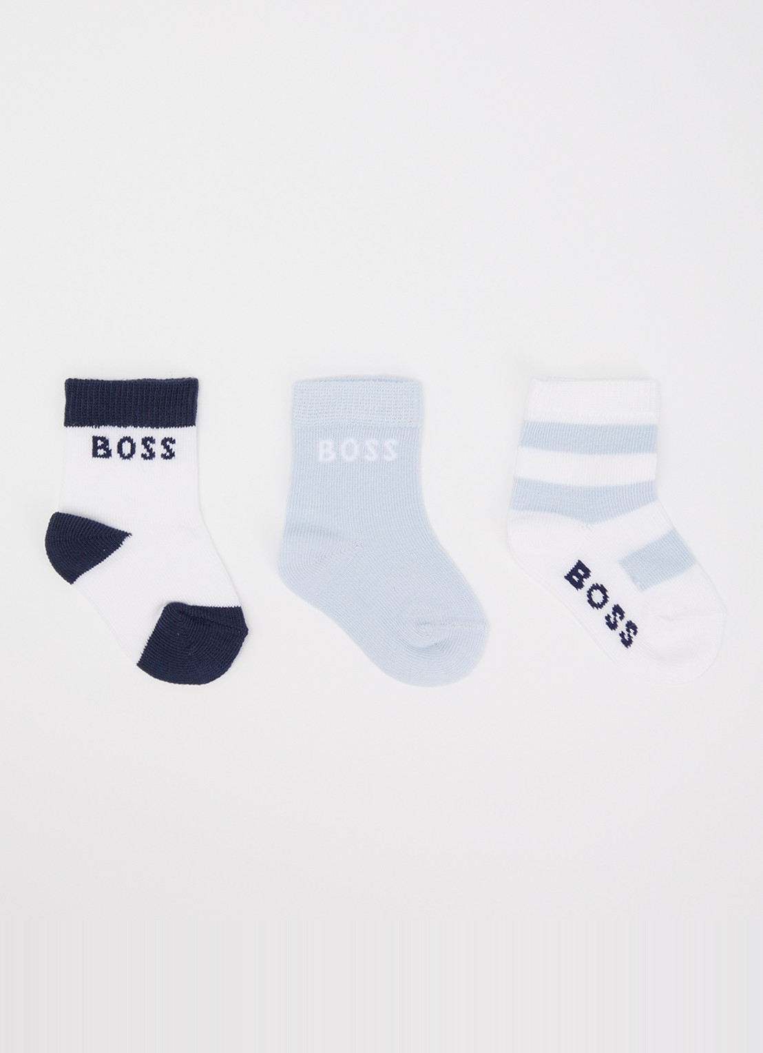 BOSS Sokken met logo in katoenblend in 3-pack - voorkant lichtblauw