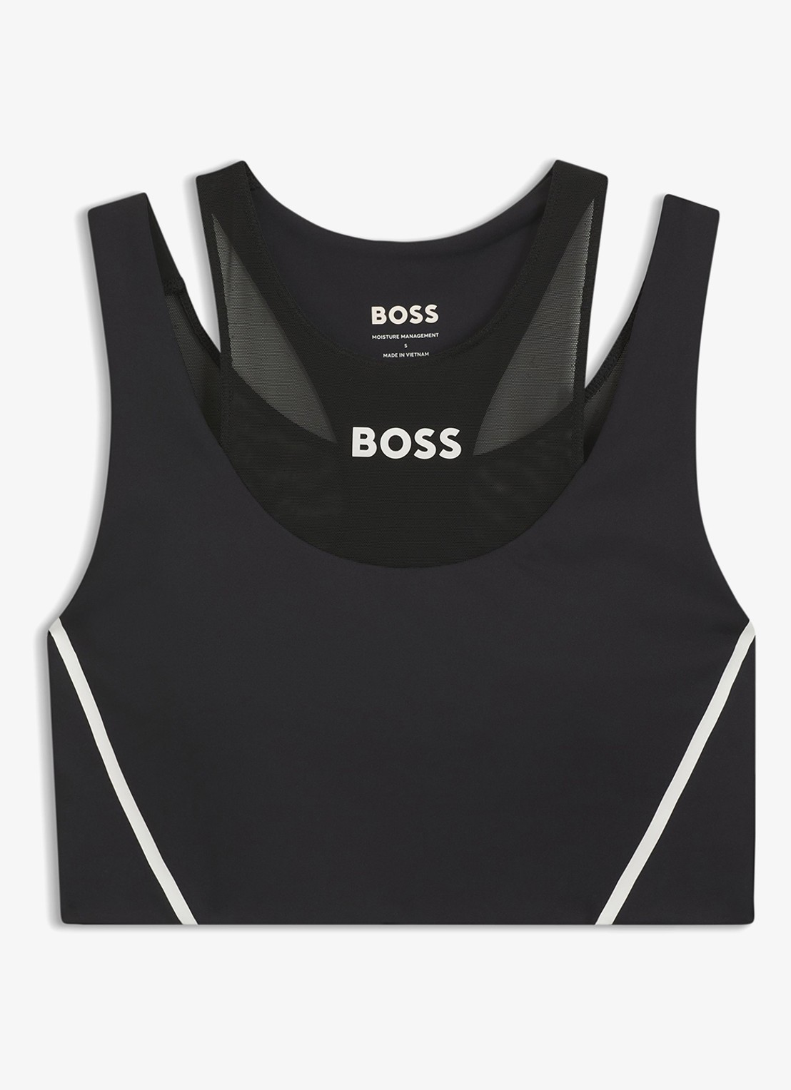 BOSS Sport bh met mesh - voorkant 3 zwart