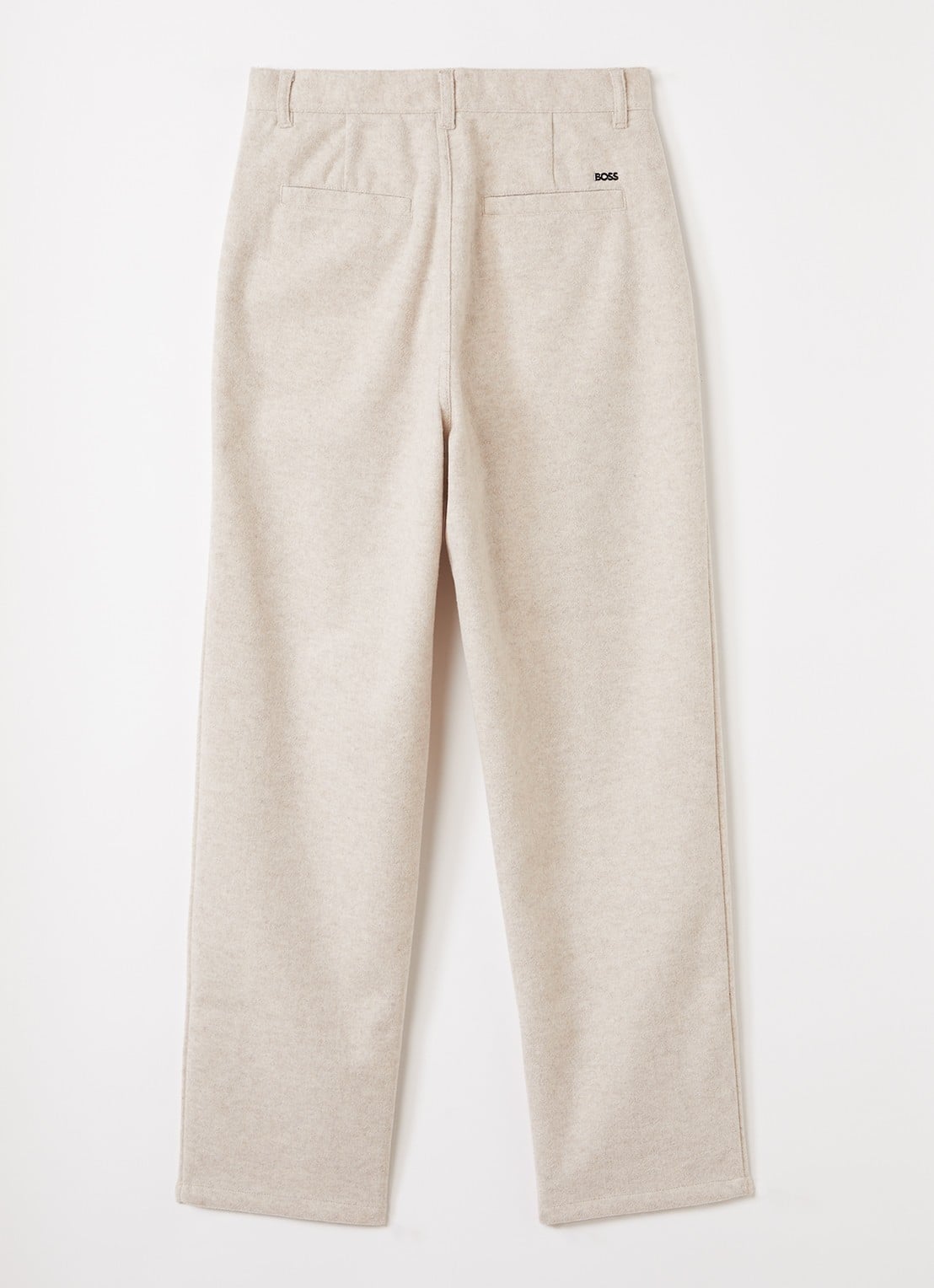 BOSS Straight fit broek van flanel met steekzakken - voorkant 3 beige