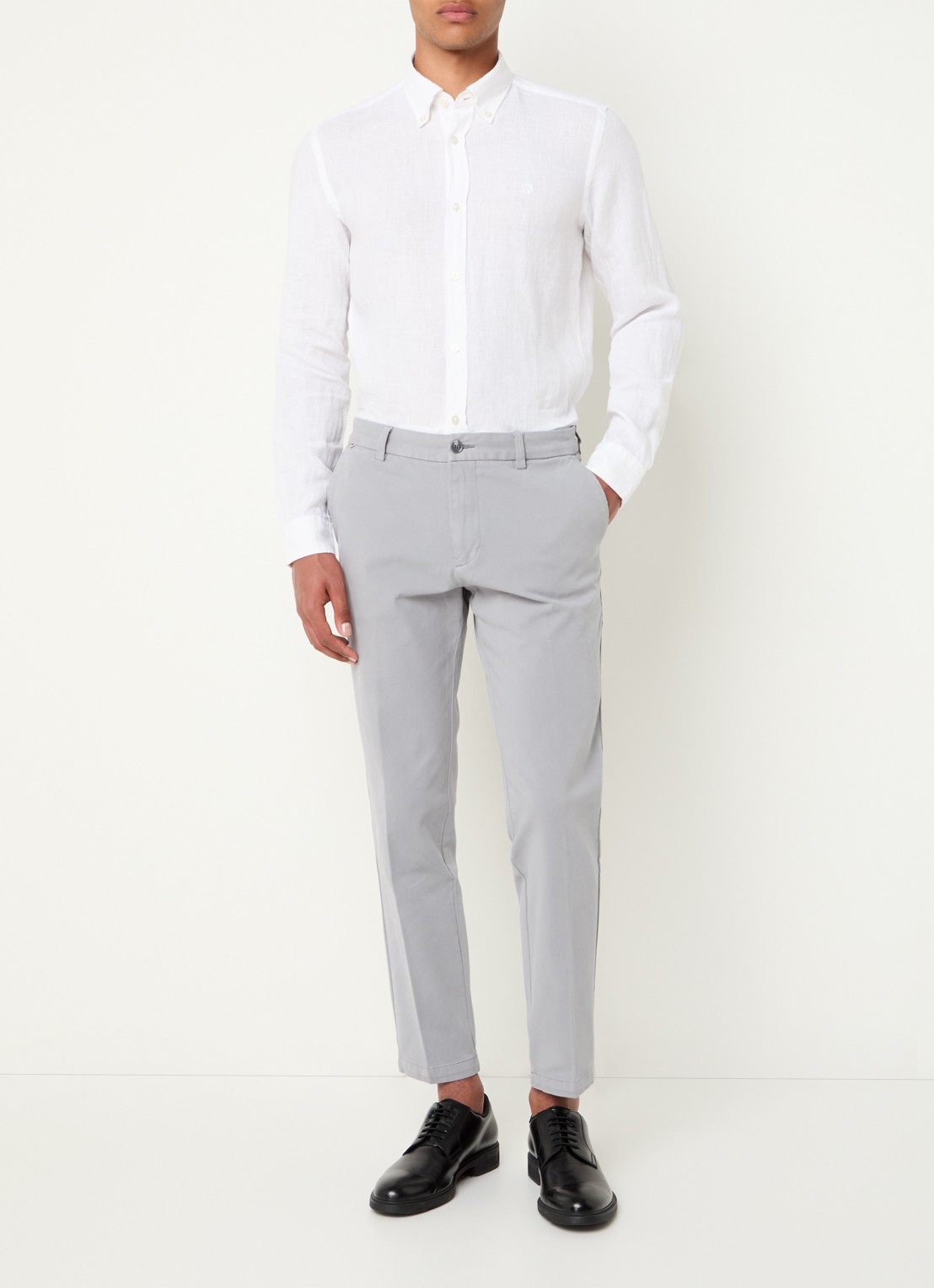 BOSS Straight fit chino met stretch - voorkant 2 open grey-070 / grijs