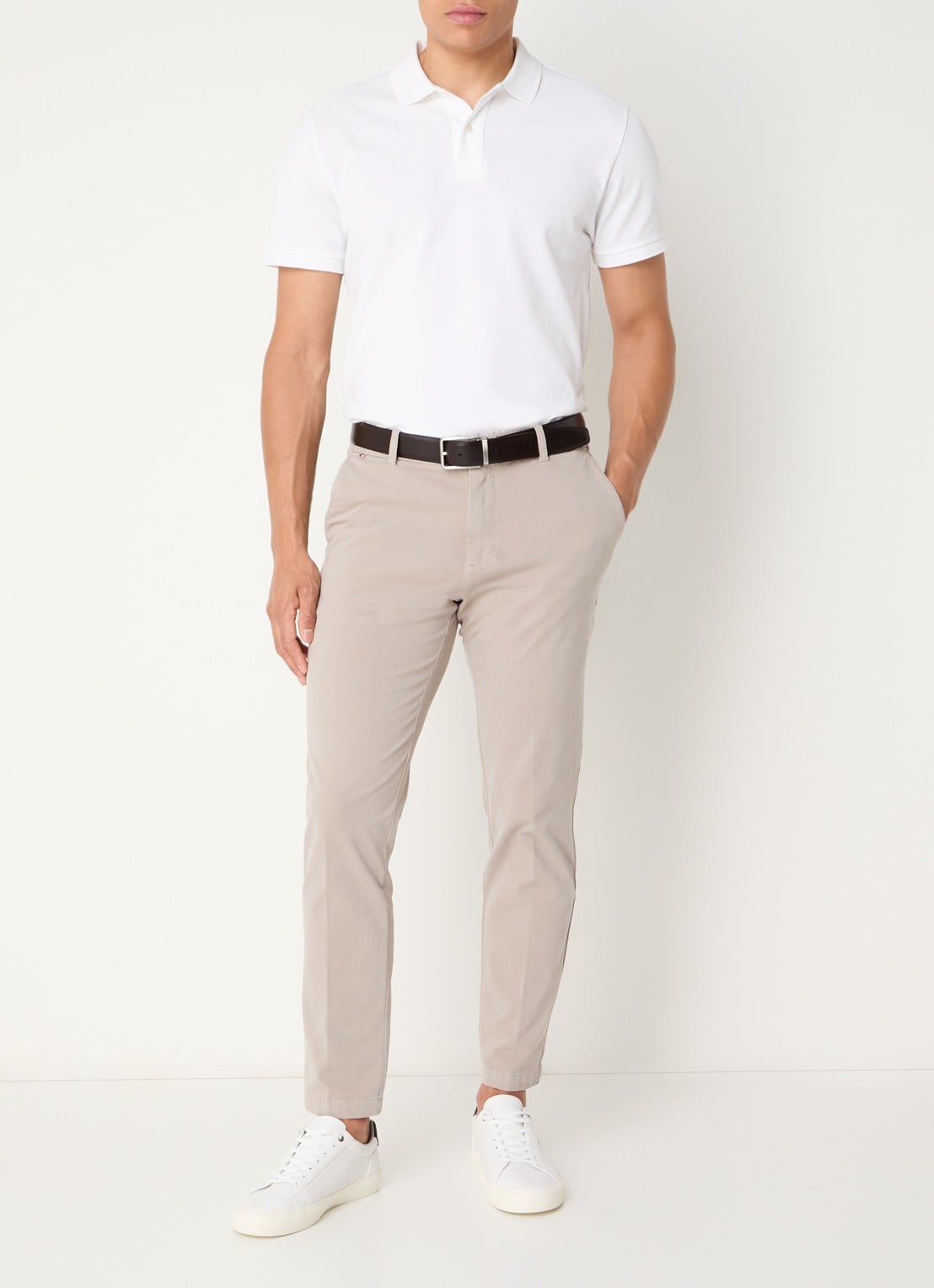 BOSS Straight fit chino met stretch - voorkant 2 open beige-294 / beige