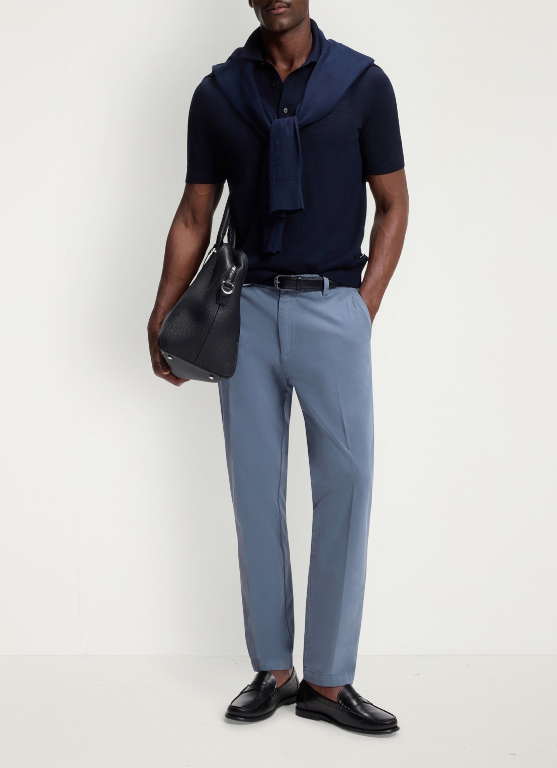 BOSS Straight fit chino met stretch - voorkant 2 open blue-466 / blauw