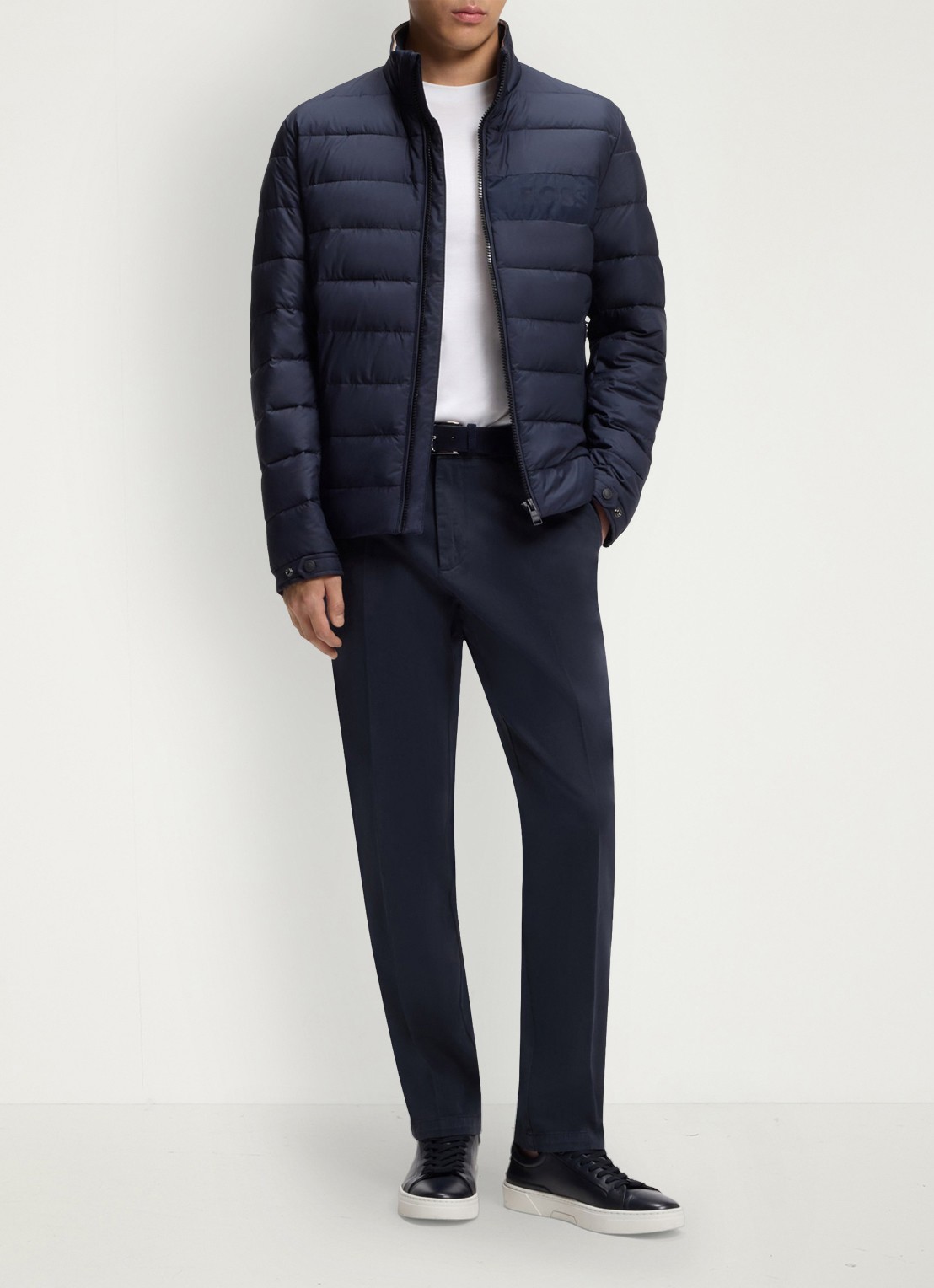 BOSS Straight fit chino met stretch - voorkant 6 dark blue-404 / blauw