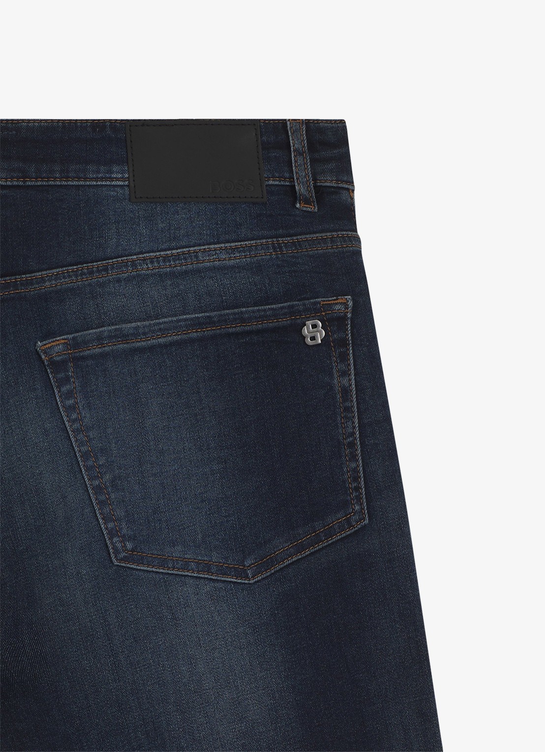 BOSS Straight fit jeans met donkere wassing - detail 6 donkerblauw
