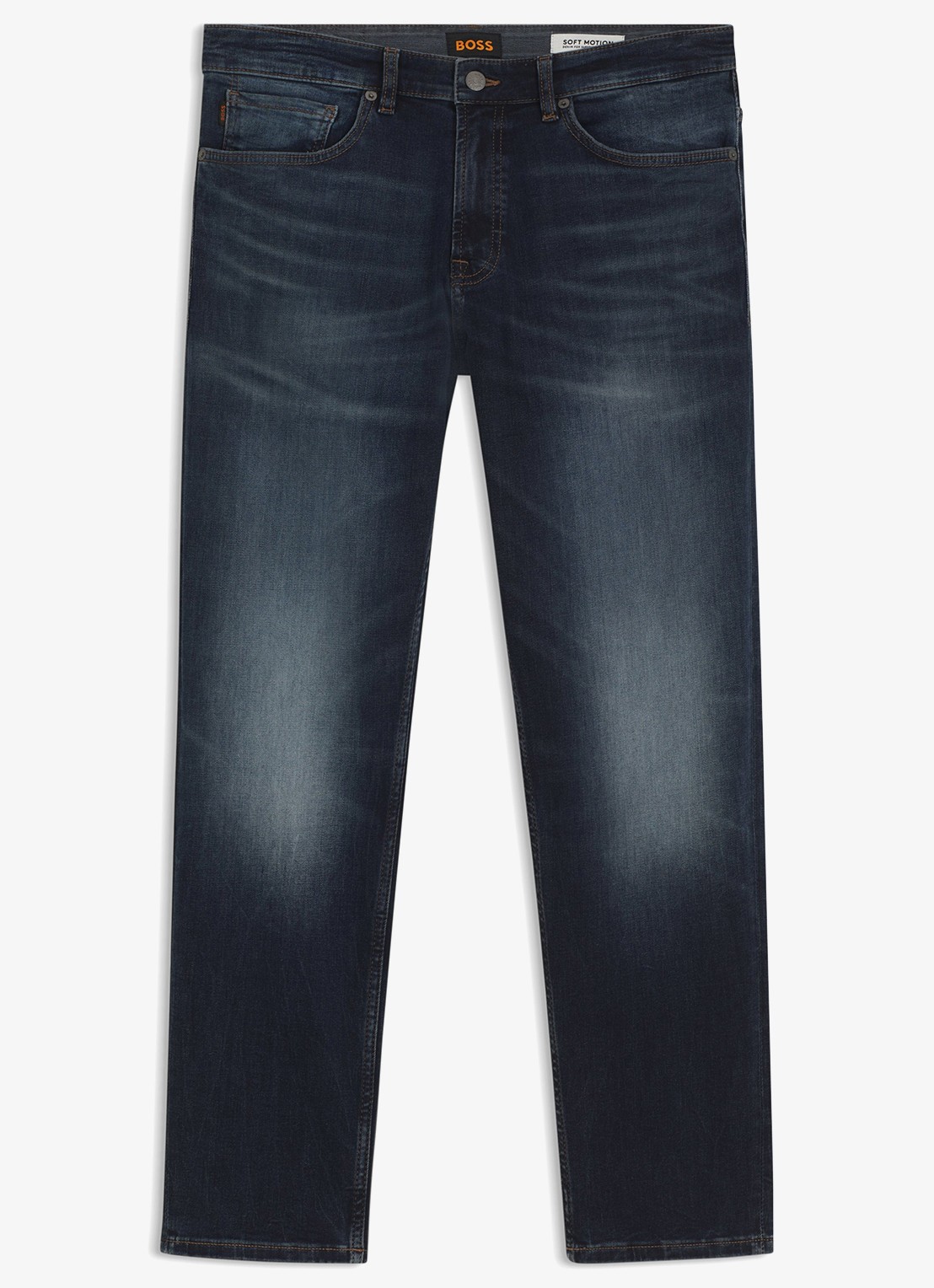 BOSS Straight fit jeans met donkere wassing - voorkant 2 donkerblauw