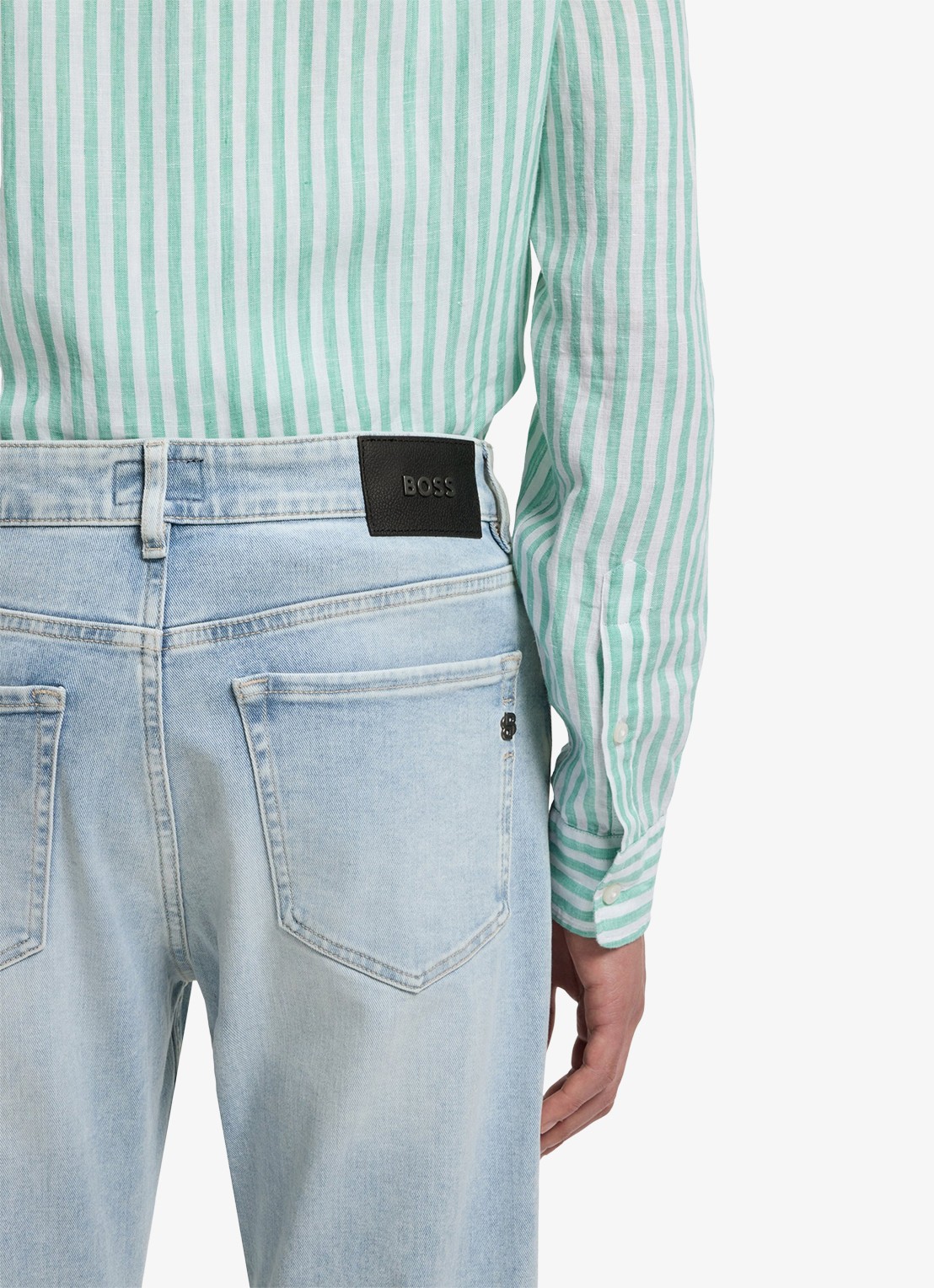 BOSS Straight fit jeans met lichte wassing - detail 3 blauw