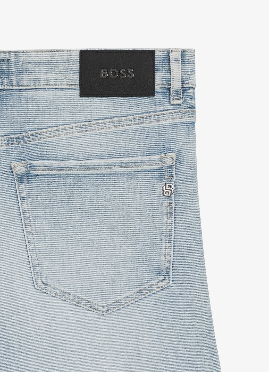 BOSS Straight fit jeans met lichte wassing - detail 4 blauw