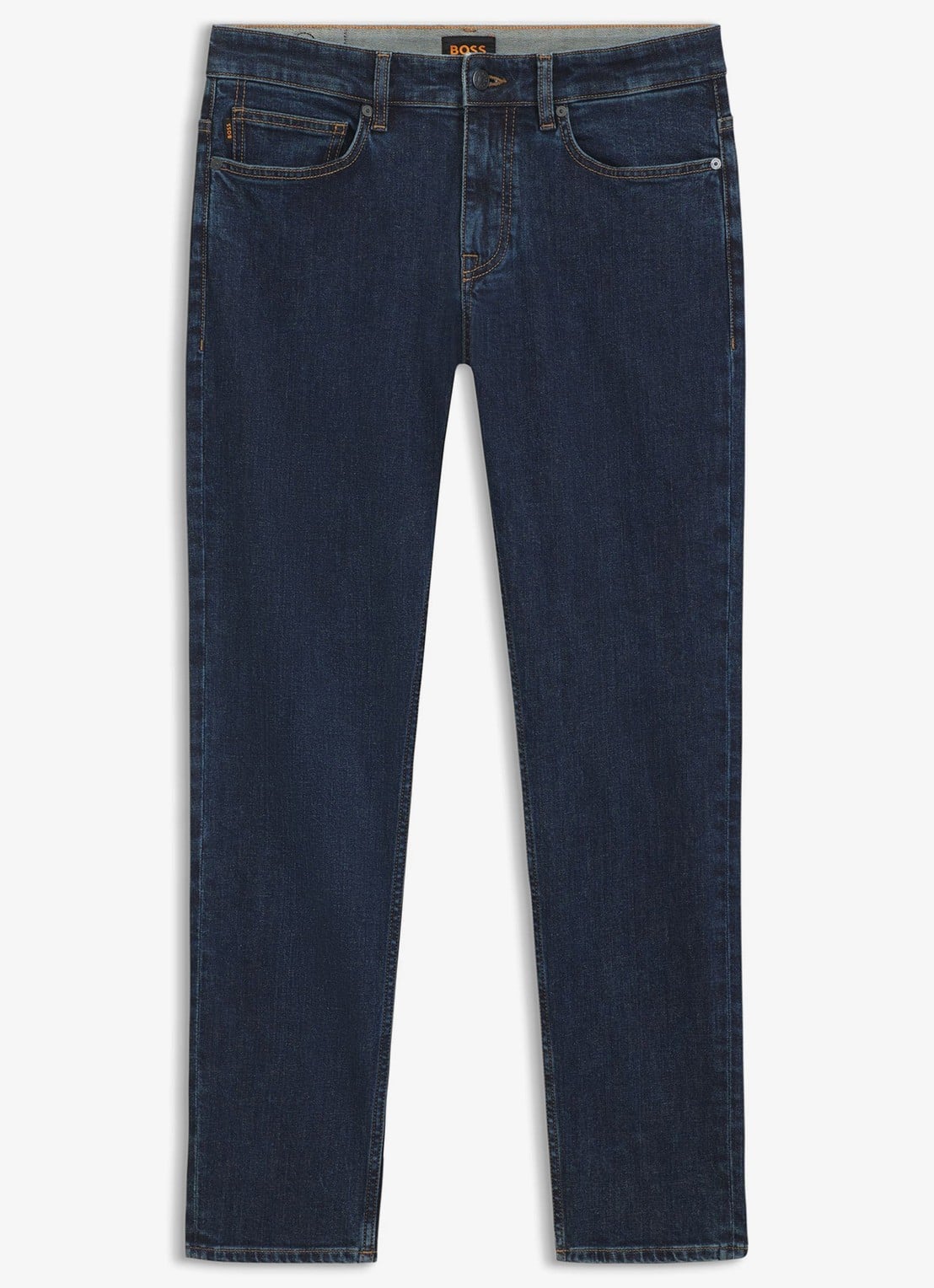 BOSS Straight fit jeans met medium wassing - voorkant indigo