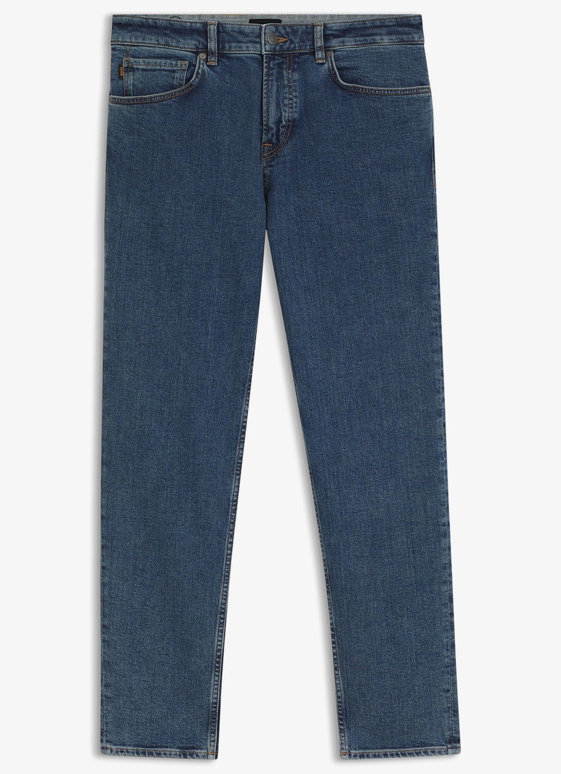 BOSS Straight fit jeans met medium wassing - voorkant indigo