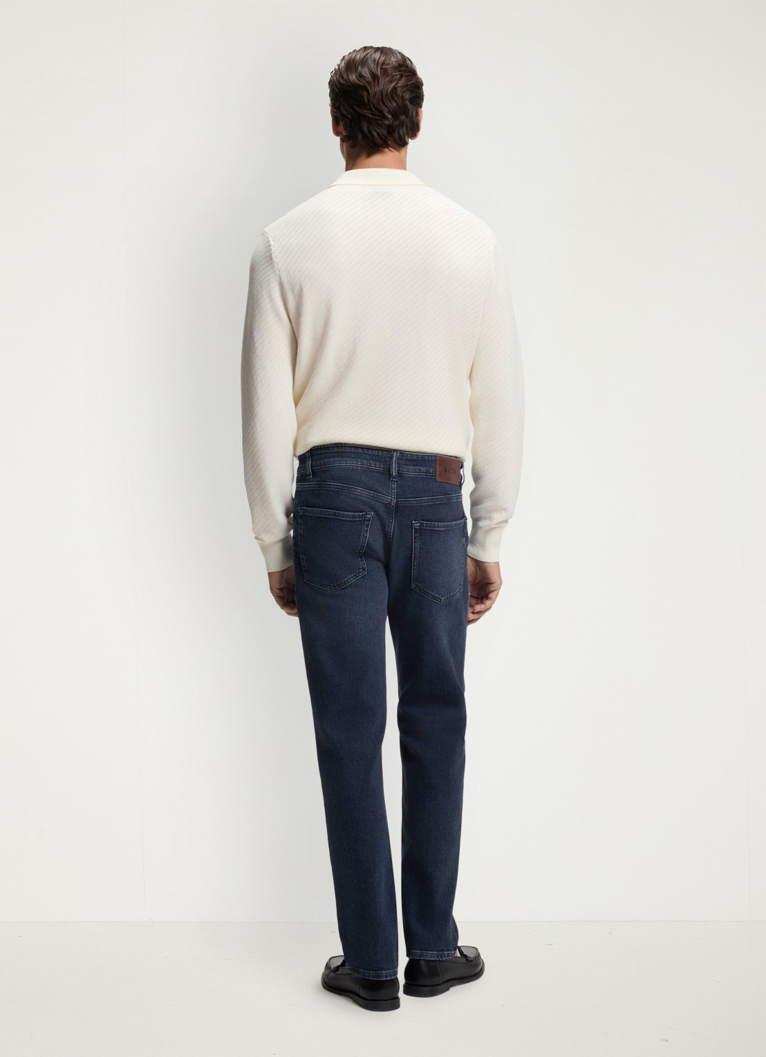 BOSS Straight fit jeans met medium wassing - achterkant denim