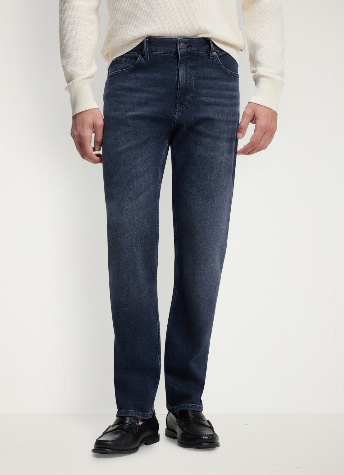 BOSS Straight fit jeans met medium wassing - detail 4 denim