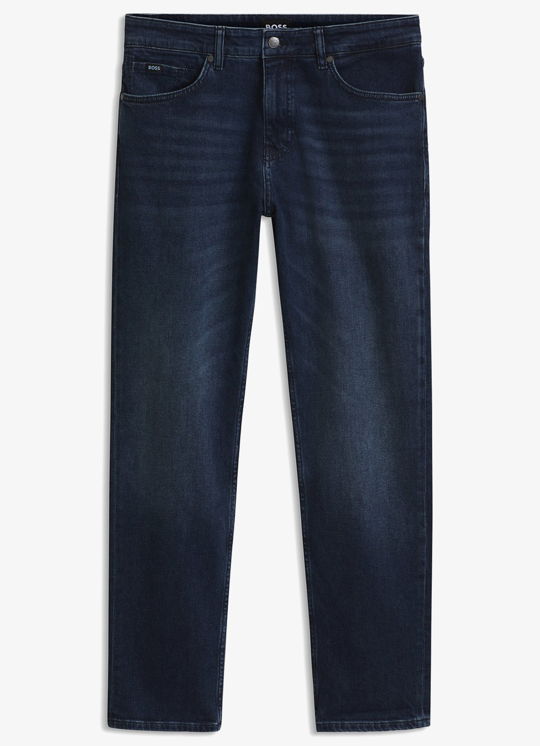 BOSS Straight fit jeans met medium wassing - voorkant 2 denim