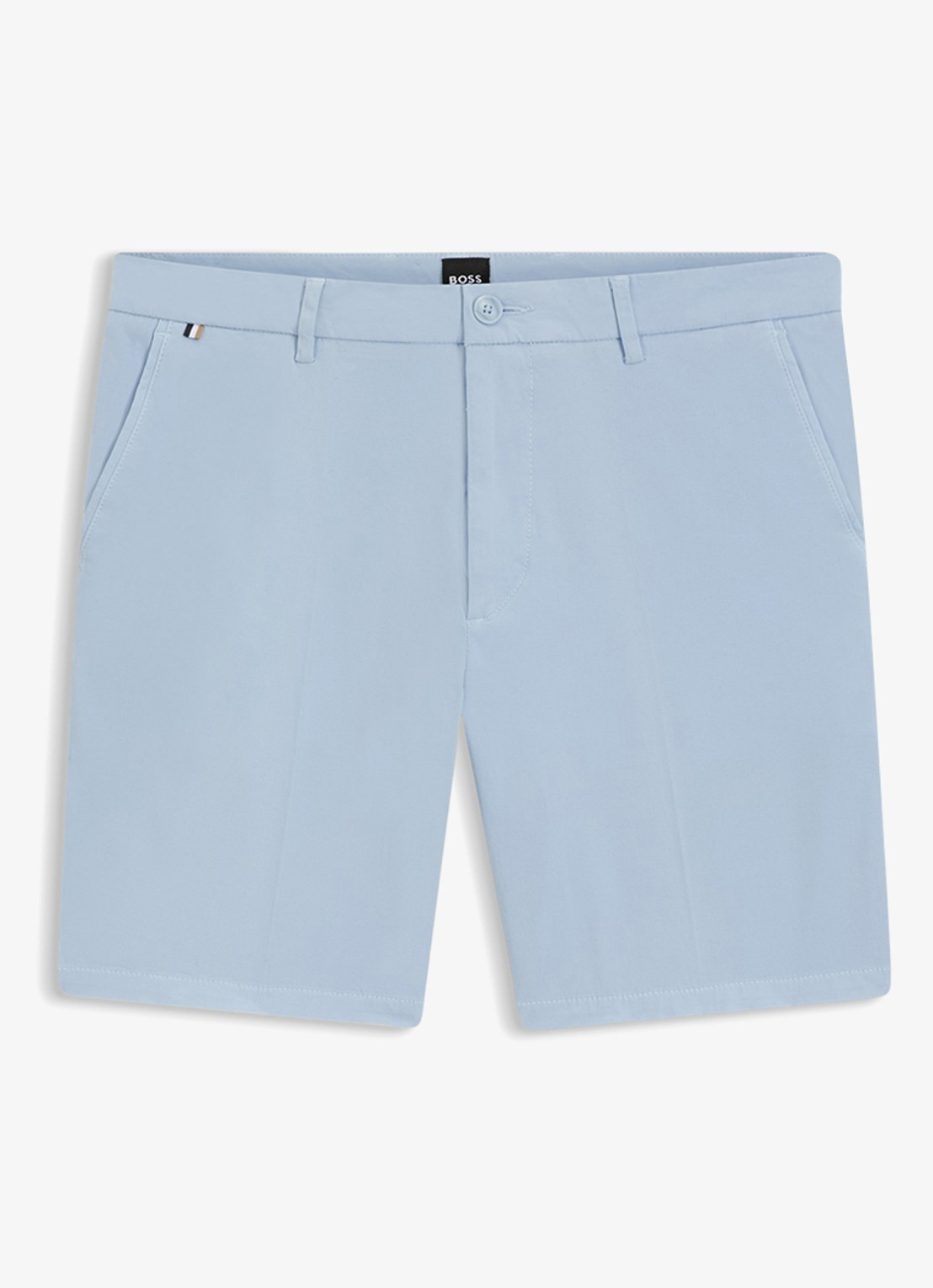 BOSS Straight fit korte broek met steekzakken - voorkant 3 lichtblauw