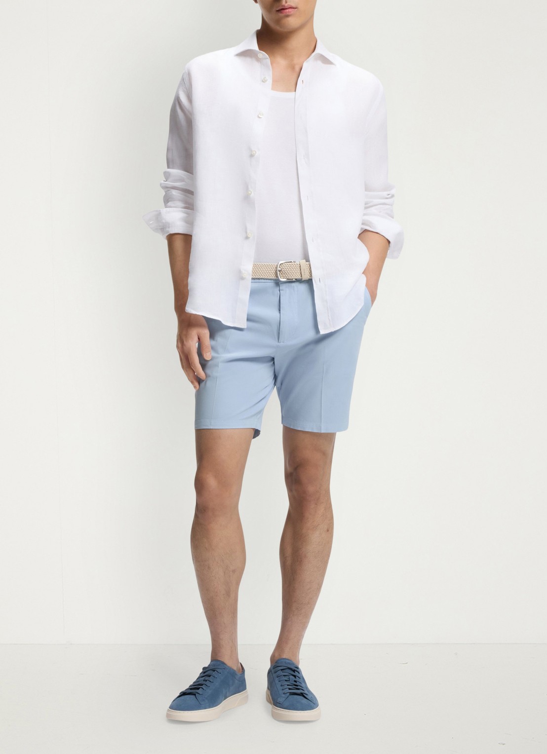 BOSS Straight fit korte broek met steekzakken - voorkant 4 lichtblauw