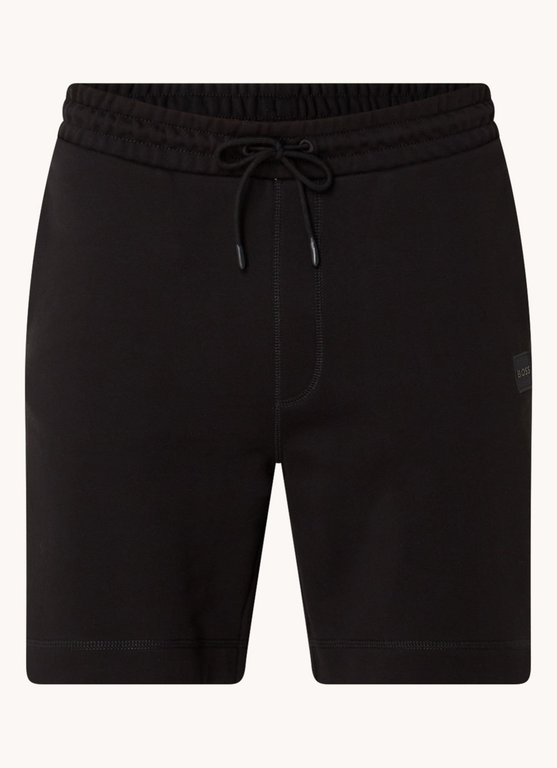 BOSS Straight fit korte broek van sweatstof met logopatch - voorkant 3 black-001 / zwart