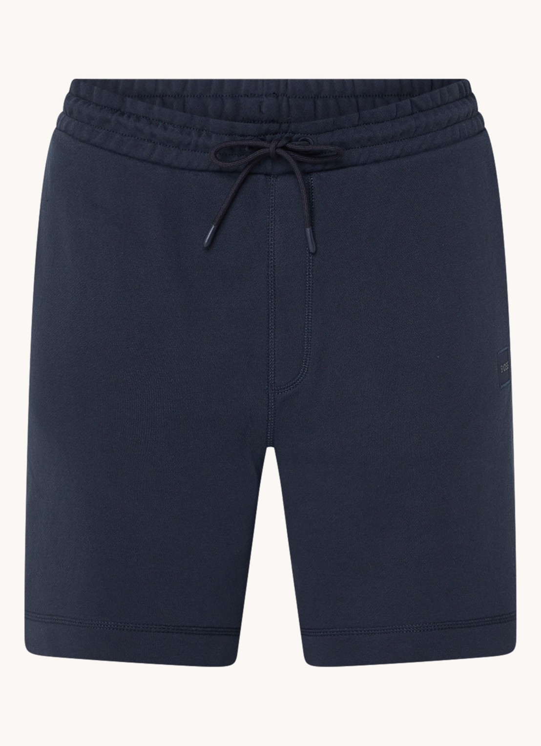 BOSS Straight fit korte broek van sweatstof met logopatch - voorkant dark blue-404 / blauw