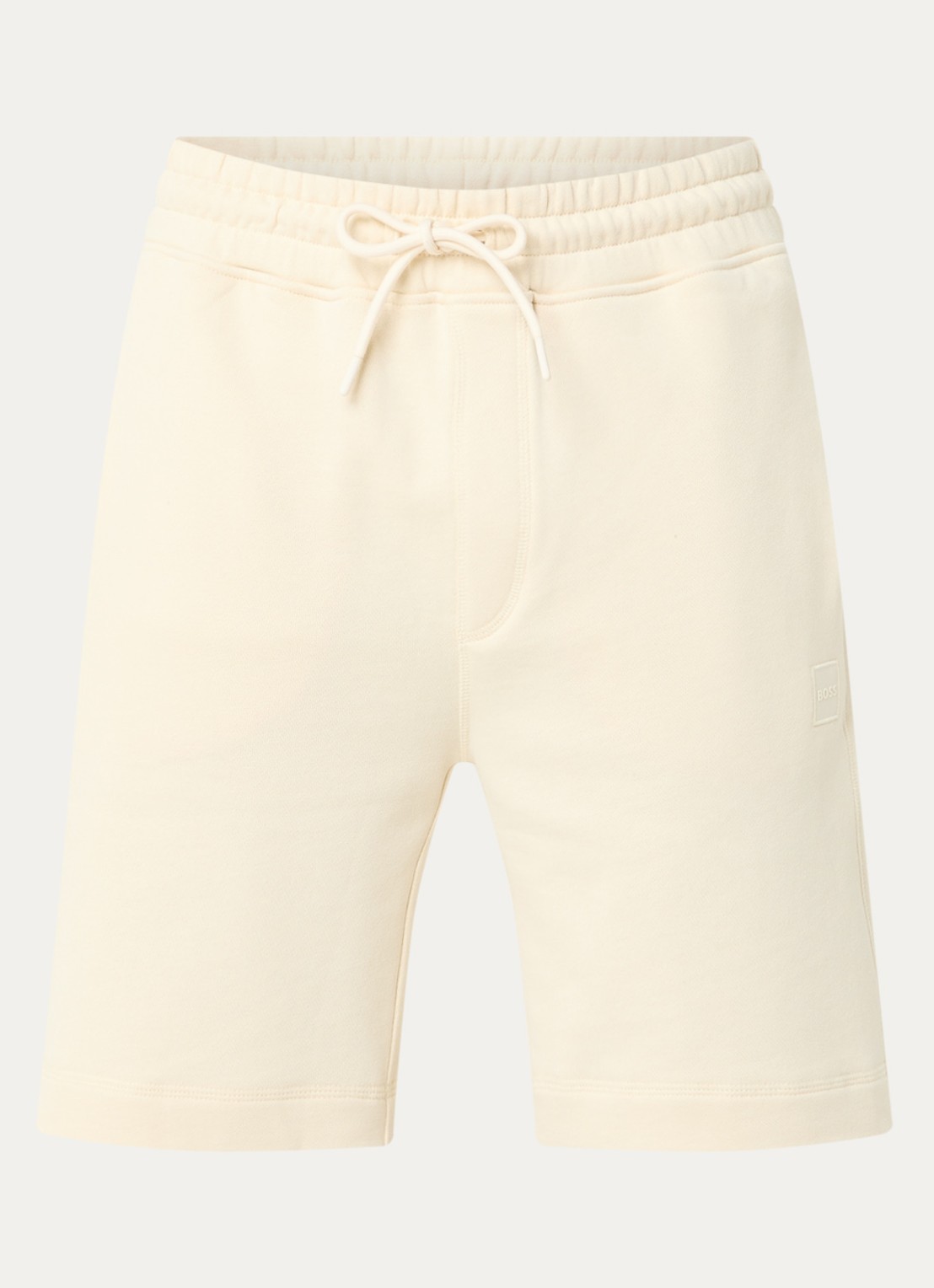 BOSS Straight fit korte broek van sweatstof met logopatch - voorkant 3 open yellow-767 / geel