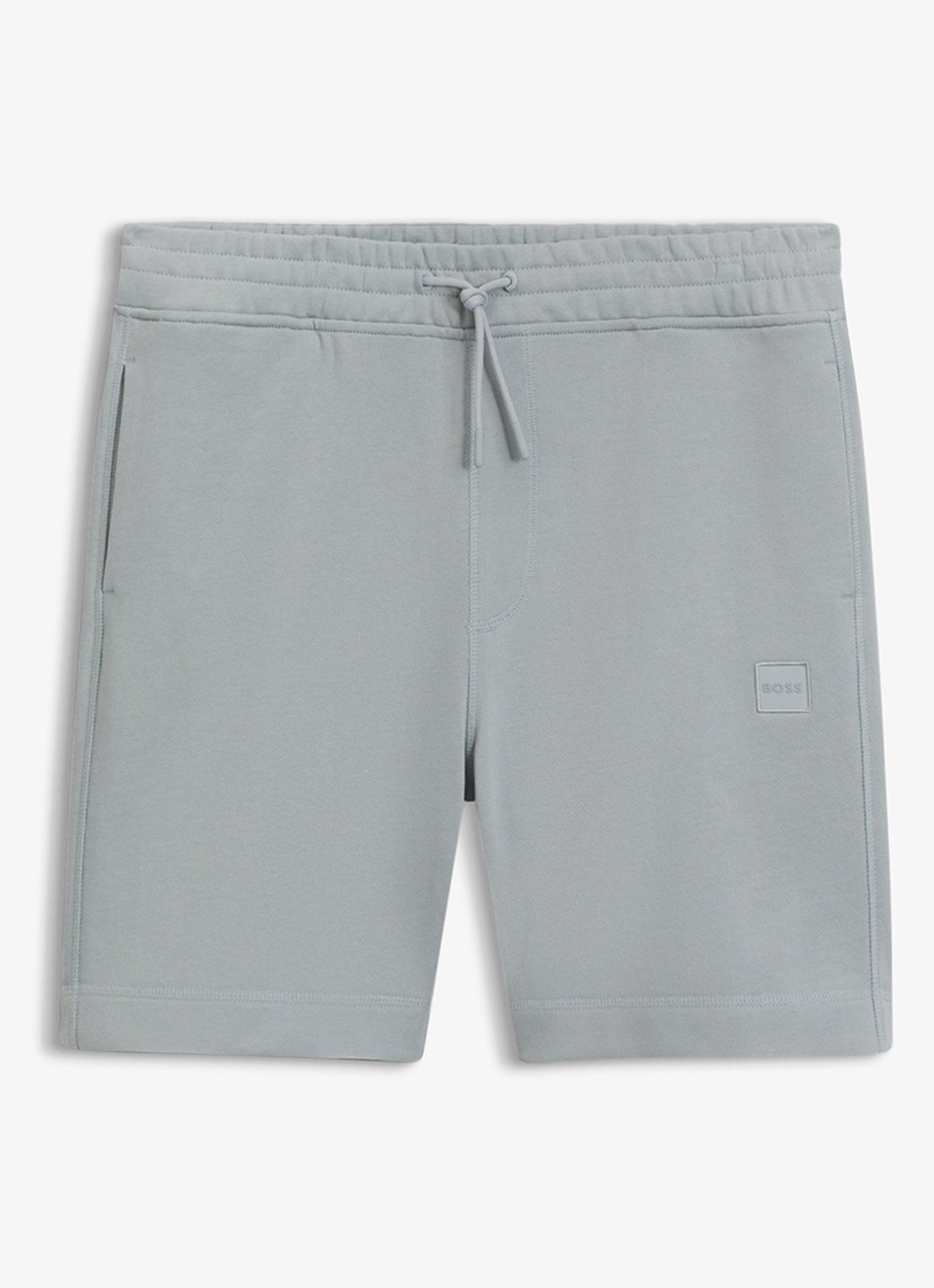 BOSS Straight fit korte broek van sweatstof met logopatch - voorkant 4 open grey-084 / grijs