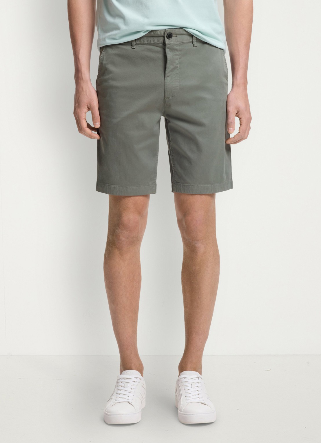 BOSS Straight fit korte chino met steekzakken - detail open grey-076 / grijs