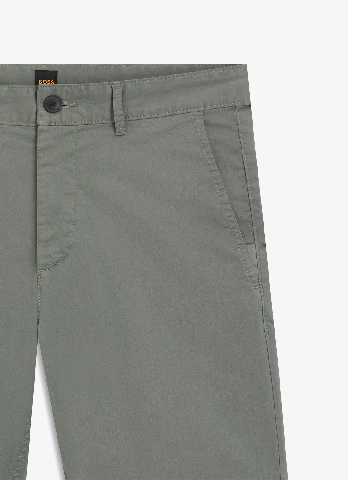 BOSS Straight fit korte chino met steekzakken - detail 3 open grey-076 / grijs